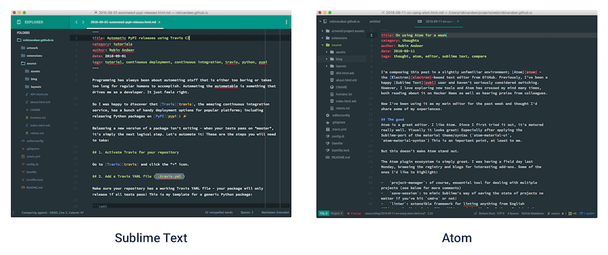 Sublime vs. Atom