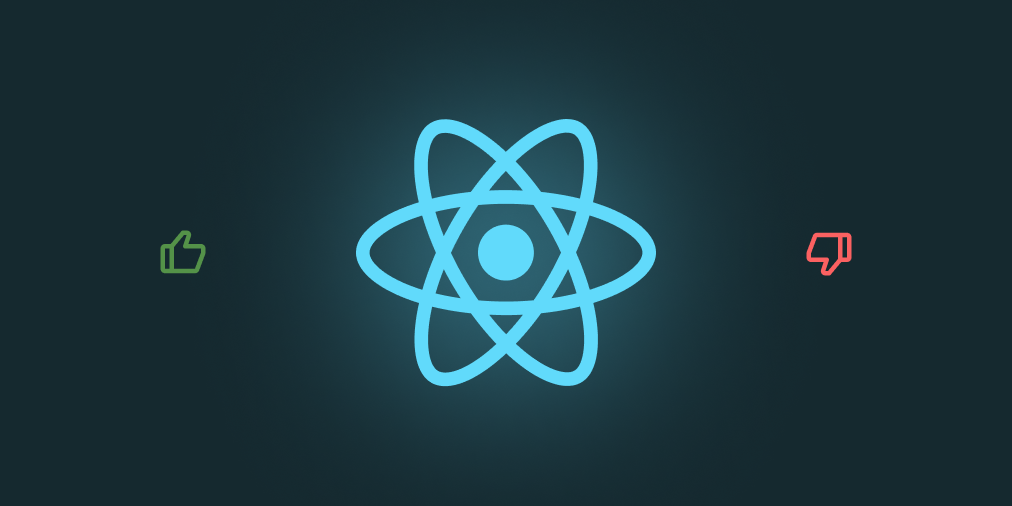React Native logo with like and dislike icons